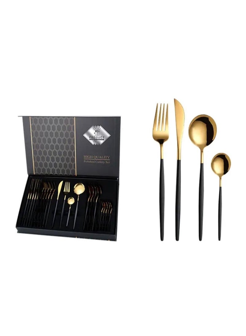 Product Club A luxurious stainless steel cutlery set in gold – an elegant, rust-resistant dinnerware set, perfect for everyday use and special occasions. - Image 4