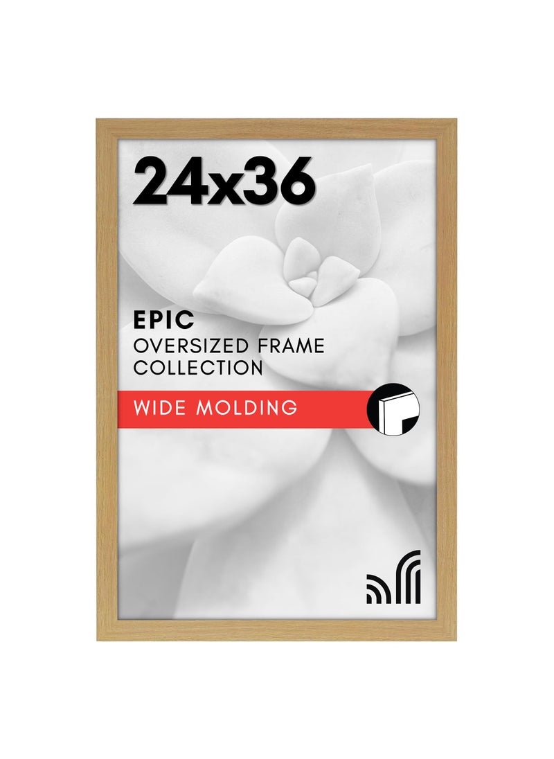 Americanflat Americanflat 24x36 Poster Frame with Polished Plexiglass  Wide Picture Frames Made of Engineered Wood for Vertical or Horizontal Wall Display  Epic Collection  Pine 