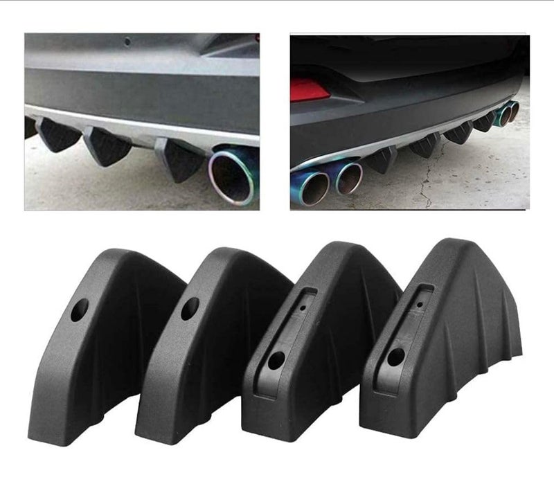 AUTO MT 4 PCS Car Rear Bumper Lip Spoiler Universal Bumper Diffuser Shark Fins Pattern Black Auto Anti-Crash Accessories - Image 4