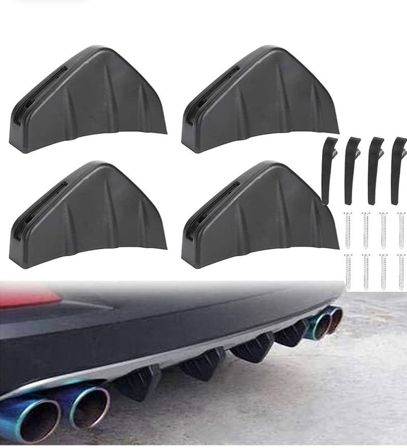 AUTO MT 4 PCS Car Rear Bumper Lip Spoiler Universal Bumper Diffuser Shark Fins Pattern Black Auto Anti-Crash Accessories - Image 1