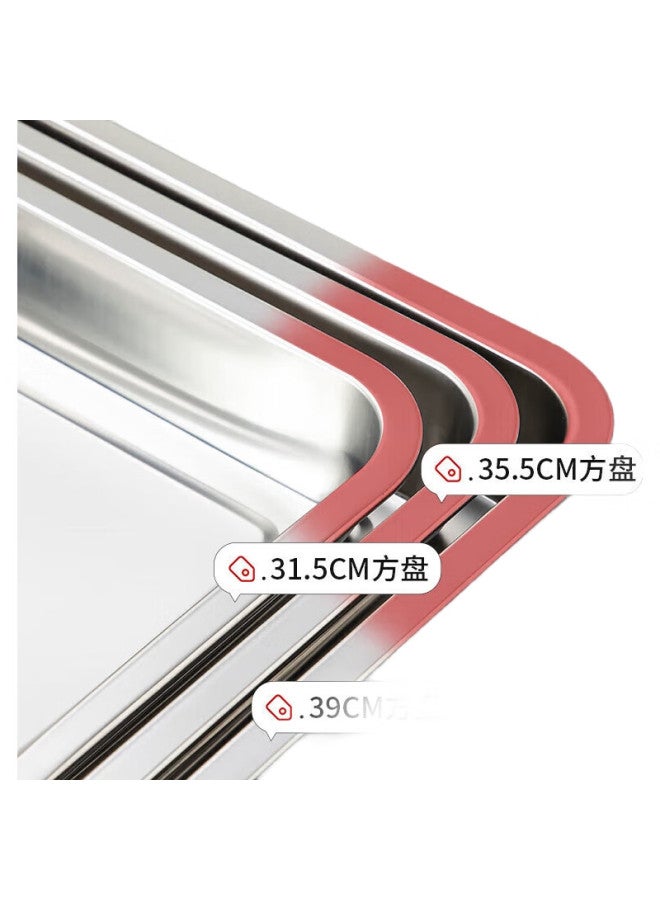 MAX COOK Maxcook 304 Stainless Steel Deep Square Plate Rectangular Dinner Plate Bbq Tray 40Cm Mcft2373 - Image 1