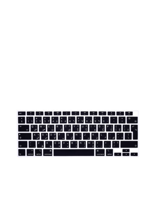 Arabic Language Ultra Thin Silicone Keyboard Cover for 2021 2020 MacBook Air 13 Inch A2179 and A2337 Apple M1 Chip (EU Layout) with Touch ID Keyboard Accessories Protective Skin (Black)