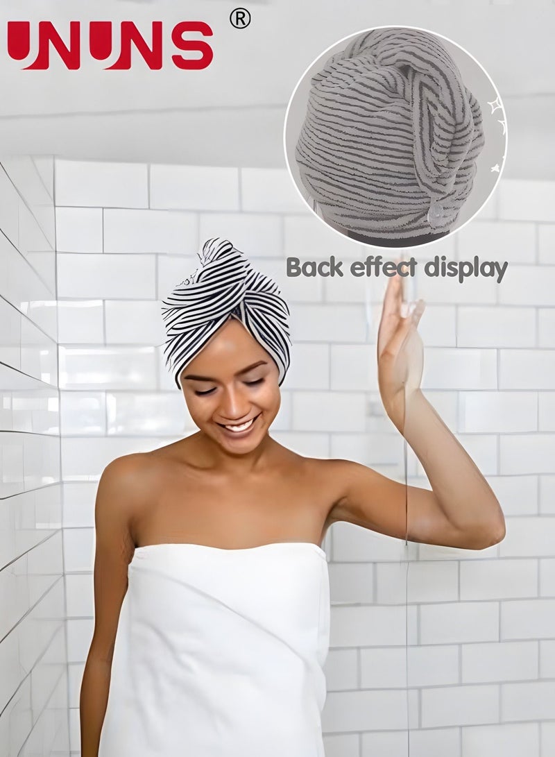 UNUNS Hair Towel Wrap,2 Pack Microfiber Hair Drying Shower Turban With Buttons,Quick Dry Hair Towels,Super Absorbent Head Towel Wrap,Twist Hair Towel For Women Girls Curly Long Thick Hair  - Image 5