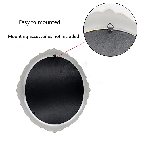 Eaoundm 13.1 x 14.8 inchs Decorative Wall Mirror,Vintage Hanging Mirrors for Bedroom Living-Room Dresser Decor Oval (Vintage Gold 2 Pcs) Plastic Frame - Image 5