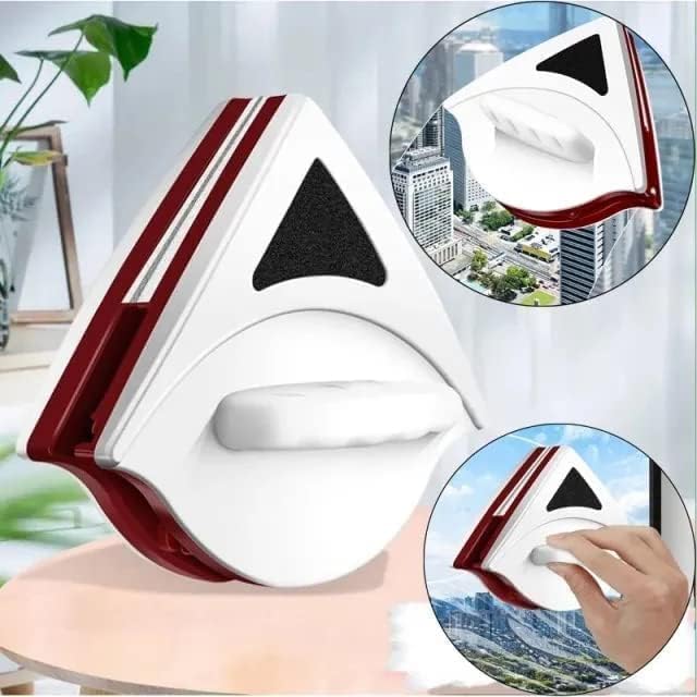 ZEXREL® Magnetic Window Cleaner Double-Side Glazed Two Sided Glass Cleaner Wiper with 2 Extra Cleaning Cotton Pads | Two-Sided Window Squeegee Washing Tool for Cleaning- (1) - Image 2