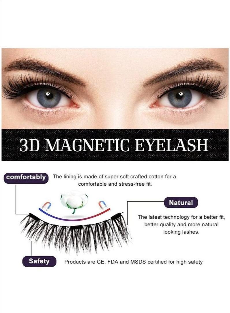 Magnetic eyelashes without eyeliner, reusable magnetic false eyelashes natural look 3D dual magnets extension soft individual false eyelashes no glue with tweezers for women makeup - Image 3