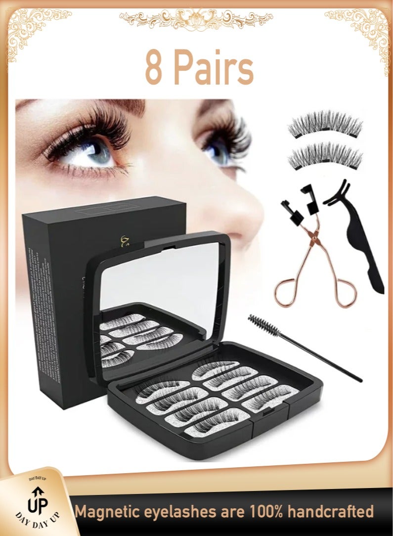 Magnetic eyelashes without eyeliner, reusable magnetic false eyelashes natural look 3D dual magnets extension soft individual false eyelashes no glue with tweezers for women makeup - Image 1