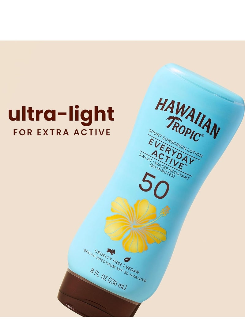 Hawaiian Tropic Everyday Active Lotion Sunscreen SPF 50, 8oz | Hawaiian Tropic Sunscreen SPF 50, Sunblock, Broad Spectrum Sunscreen, Oxybenzone Free Sunscreen, Water Resistant Sunscreen, 8oz - pzsku/Z1244EF7A29B3FABB15D9Z/45/_/1734347037/dba05707-4fcc-4567-b77a-acdbc80366ec