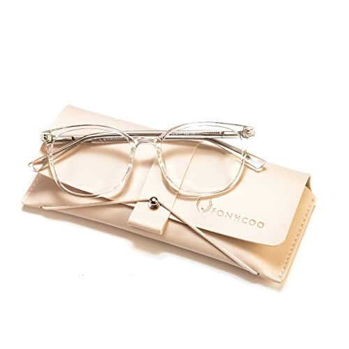 FONHCOO Blue Light Blocking Glasses Fashion Round TR90 Frame Transparent Eyewear Anti UV Blu-Ray Computer Glasses for Women Men - Image 2