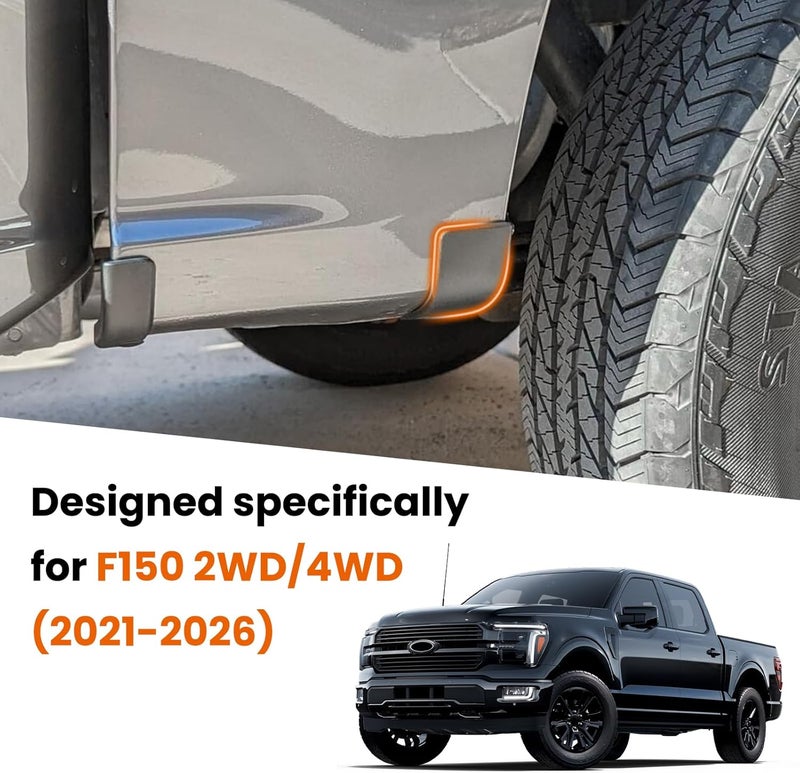 TECHPICCO Mud Flap Delete Compatible with Ford F150 2WD/4WD 2021-2025, Mud Guards Mudflaps Delete Compatible with Ford F150 Accessories 2021-2025 - Image 2
