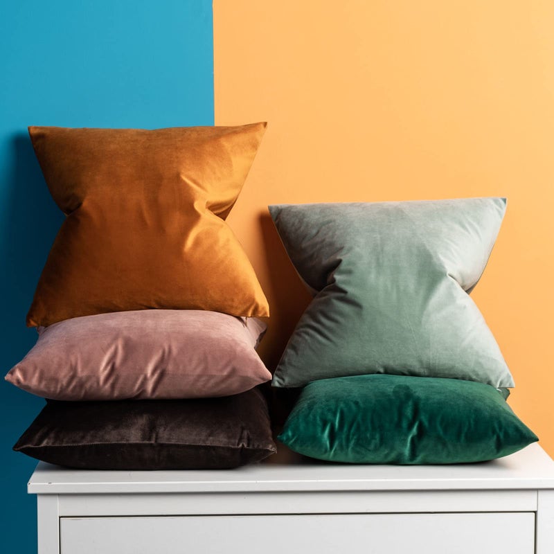 JUSPURBET Velvet Throw Pillow Covers for Sofa Couch Bed Decorative Soft Pillow Cases Set of 2 20x20 Inches Rust - Image 2