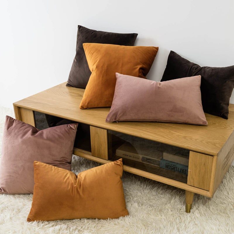JUSPURBET Velvet Throw Pillow Covers for Sofa Couch Bed Decorative Soft Pillow Cases Set of 2 20x20 Inches Rust - Image 3