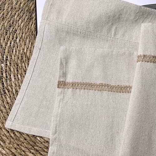 Oindec Cotton Linen Valance for Windows with Burlap Lace Trim Rustic Farmhouse 20 inch Kitchen Valance Rod Pocket Neutral Short Curtain Topper Window Treatment - Image 5