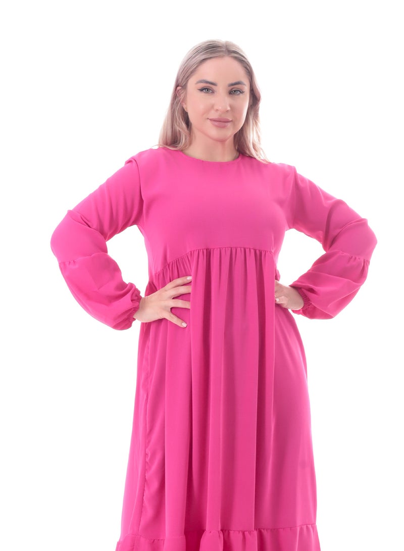 BEBO Women's long plain dress with long sleeves - Image 1