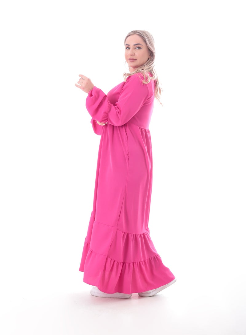 BEBO Women's long plain dress with long sleeves - Image 2