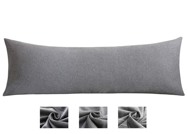 غطاء وسادة الجسم KWLET بسحاب قطن 100% فاخر ناعم قابل للإزالة 21 x 54 غطاء وسادة الجسم غطاء وسادة طويل غطاء واقي وسادة غطاء وسادة طويل رمادي