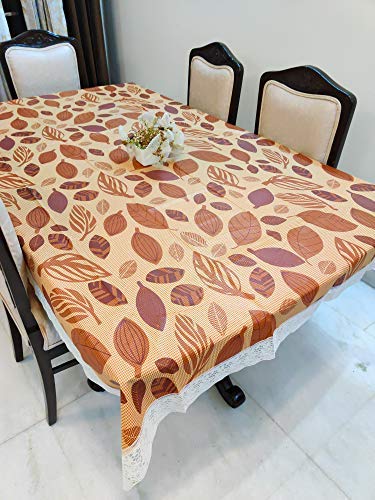 CASANEST Thick PVC 810 Seater Dining Table Cover Size60x108 InchWidth x Length Waterproof Brown Multi Color printed004 - Image 1