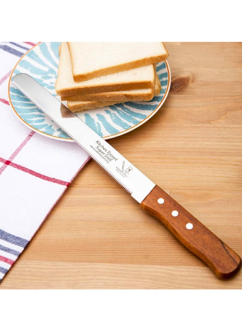 Generic - Kitchen Expert Premium Bread Knife with Serrated Stainless Steel Blade and Wooden Handle – Perfect for Bread, Cakes, and Pastries – 36 cm - Image 1