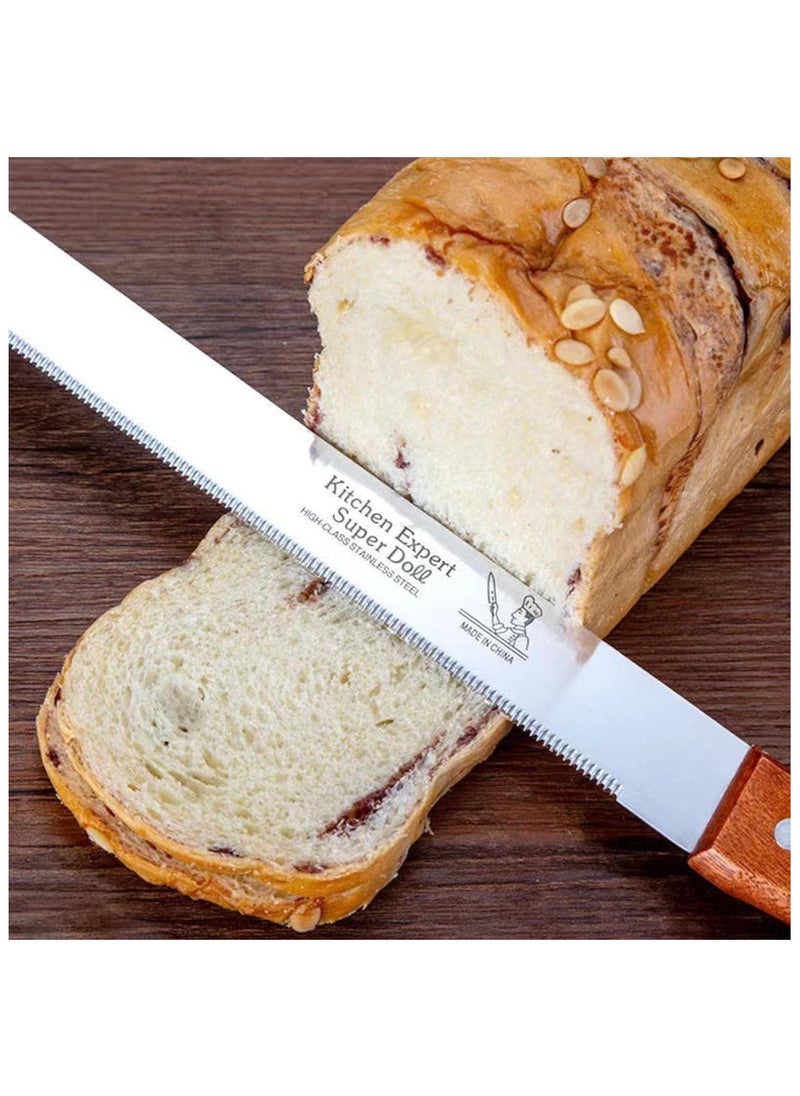 Generic - Kitchen Expert Premium Bread Knife with Serrated Stainless Steel Blade and Wooden Handle – Perfect for Bread, Cakes, and Pastries – 36 cm - Image 1