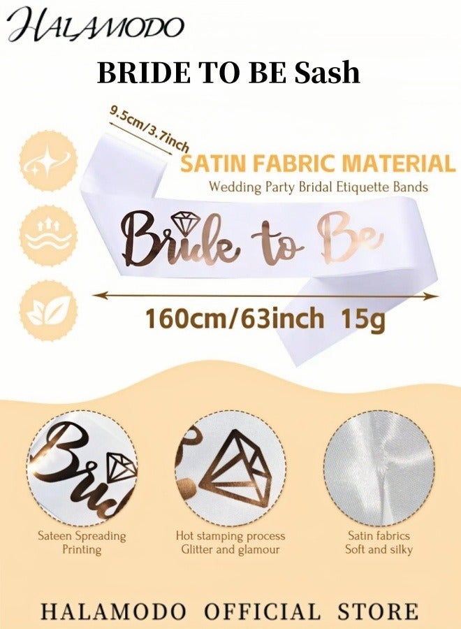 هالامودو مجموعة إكسسوارات الزفاف المكونة من 11 قطعة تتضمن وشاح العروس قطعة واحدة وحجابًا بطول الكتف و8 قطع من البالونات، إكسسوارات تزيين مثالية لحفلات الزفاف وحفلات توديع العزوبية وحفلات الزفاف - Image 2