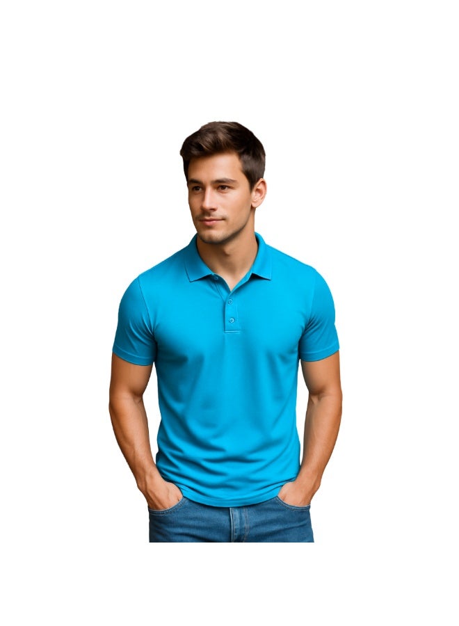 برينت شوب فور مي تي شيرت بولو جولف رجالي بقصّة عادية وأكمام قصيرة من القطن الخالص، 220 جرام لكل متر مربع، ألوان أساسية - Image 2