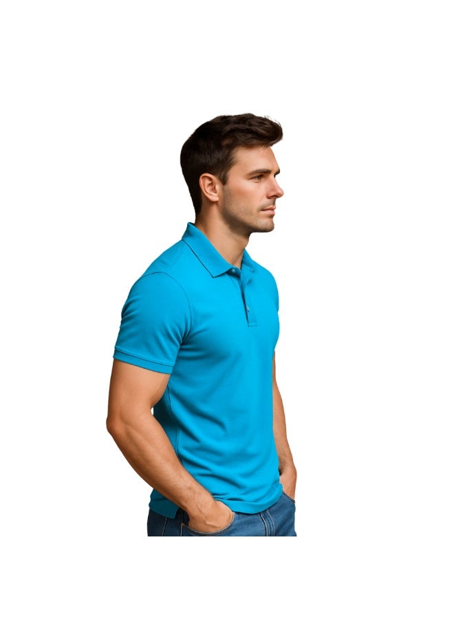 برينت شوب فور مي تي شيرت بولو جولف رجالي بقصّة عادية وأكمام قصيرة من القطن الخالص، 220 جرام لكل متر مربع، ألوان أساسية - Image 4