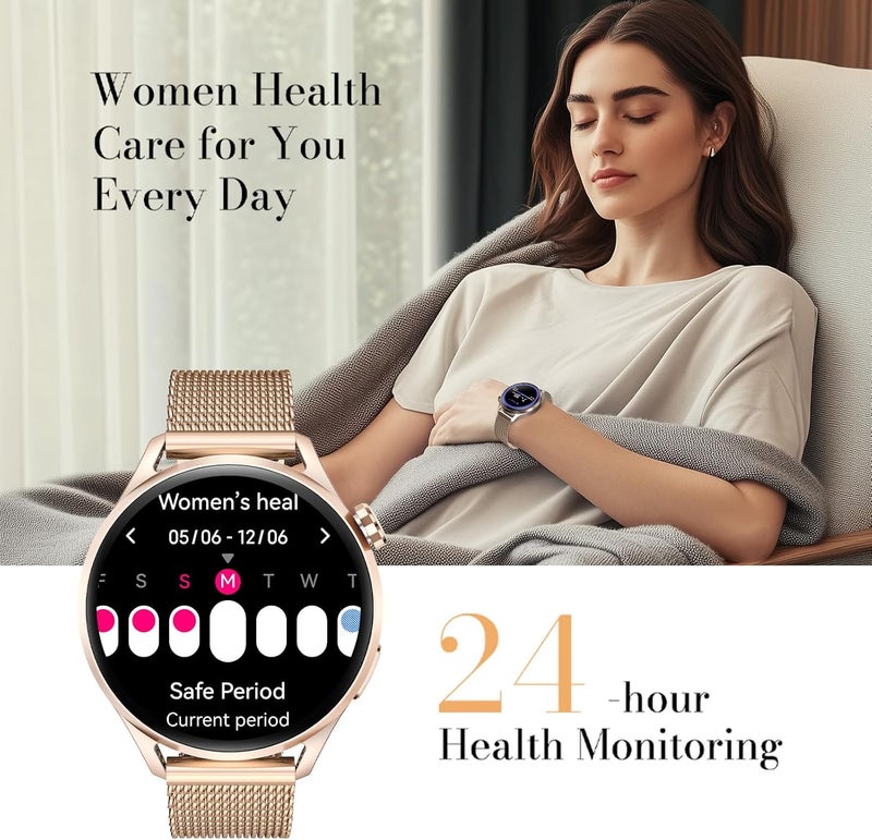 KIESLECT Lora 3 Smart Watch, 1.5" AMOLED Display, Bluetooth Calling, 5ATM 178+ Sports Modes, Dual Strap, Starlight Gold - Image 5