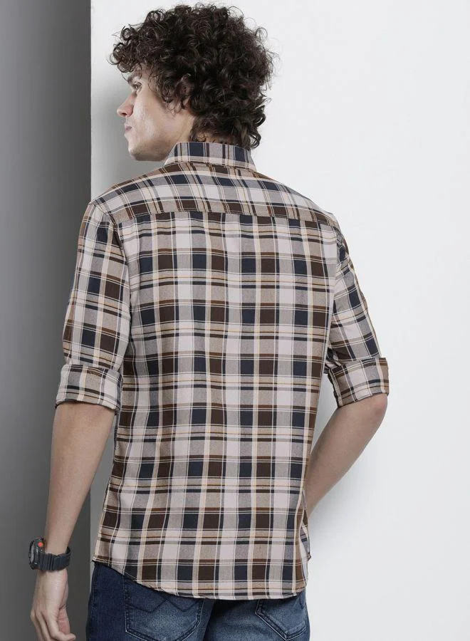 The Indian Garage Co The Indian Garage Co Men Regular Fit Checked Casual Shirt
