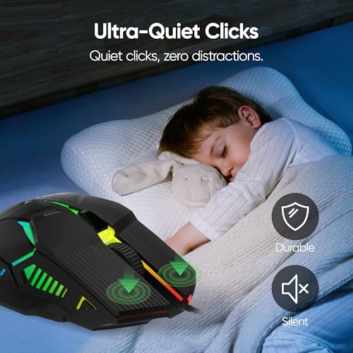 MELOGAGA Wired Gaming Mouse - Lightweight USB Optical Computer Mice with 7-Color RGB LED Lights, 4 Adjustable DPI (1200-3200), 6 Buttons, Ergonomic Design for Windows (S800-Black) - Image 5