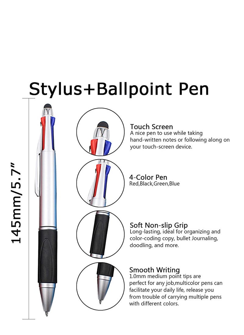 keendex - Keendex kx 2909 multifunction pen with 4 color ballpoint pen and stylus for touch screen - silver - Image 1