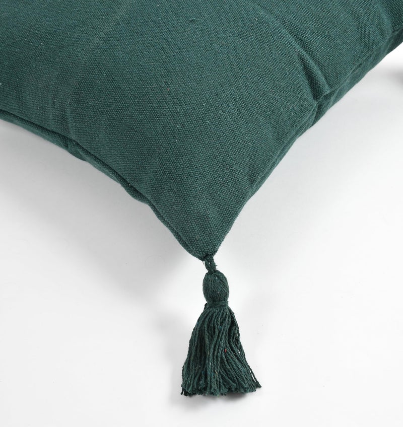 SASHAA WORLD 100% Cotton Cushion Covers with Tassels/Decorative Throw Pillow Set of 2 (45x45 cms, Green) - Image 4