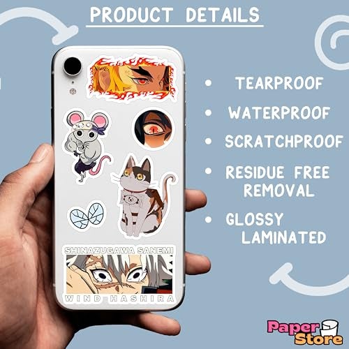 Thepaper9store Paper9store Pack of 85+ Demin Slay Stickers for Laptop, Phone Case, Guitar, Bike, Pc, Scrapbook etc. Waterproof Glossy Laminated Residue Free Anime Stickers - Image 3
