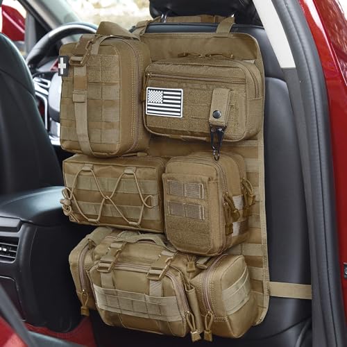 HAMBOLY Tactical Car Seat Back Organizer, 2025 Upgrade Tactical Vehicle Panel Organizer with 5 Detachable Molle Pouch for Car Truck Ford Jeep Vehicle - Image 1