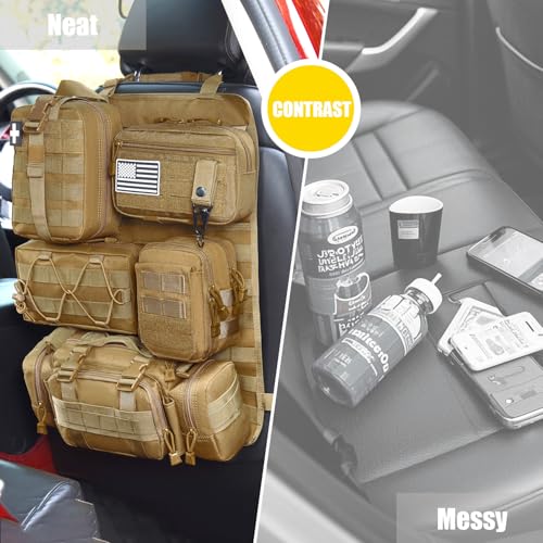 HAMBOLY Tactical Car Seat Back Organizer, 2025 Upgrade Tactical Vehicle Panel Organizer with 5 Detachable Molle Pouch for Car Truck Ford Jeep Vehicle - Image 4