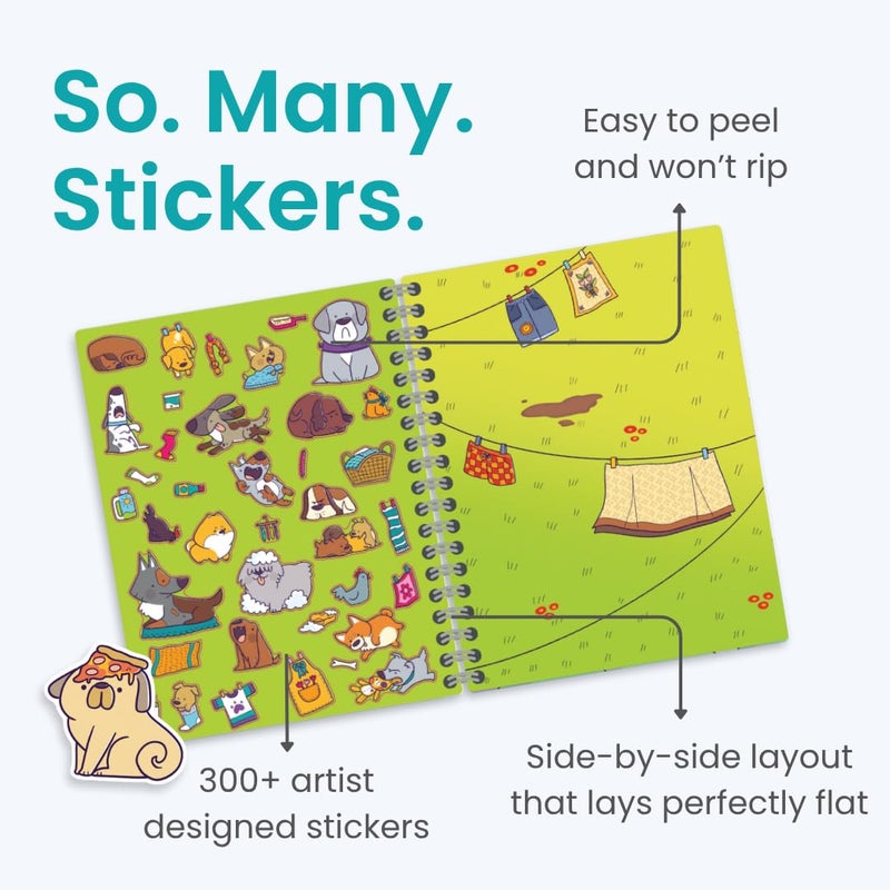 Cupkin Pawsome Day Sticker Book Activity For Kids  Toddler Airplane Travel Essentials  300+ Kid'S Stickers + 8 Scenes + Coloring Book Pages  Animal Lover Gift  Kids Crafts For Ages 2-8 - Image 2