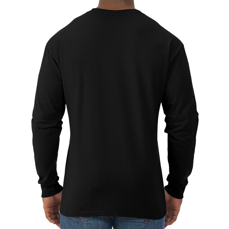 Jerzees Men's Dri-Power Cotton Blend Long Sleeve Tees, Moisture Wicking, Odor Protection, UPF 30+, Sizes S-3X, Black, Large - Image 3