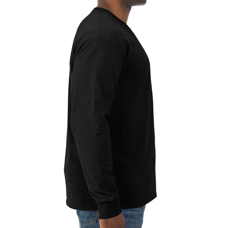 Jerzees Men's Dri-Power Cotton Blend Long Sleeve Tees, Moisture Wicking, Odor Protection, UPF 30+, Sizes S-3X, Black, Large - Image 2