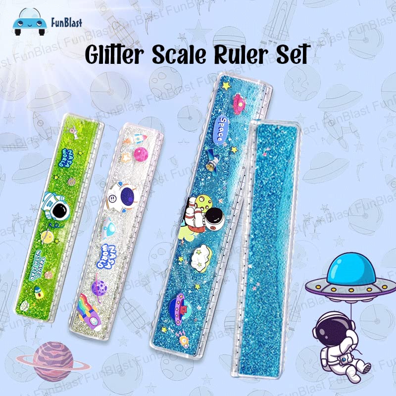 FunBlast Scale Ruler for Kids, Space Theme Scale for Kids, Glitter Scales Ruler Set for Students, Stationary Gifts for Kid, Return Gifts, Stationary Items for Kid (Pack of 3 Pcs) - Image 4