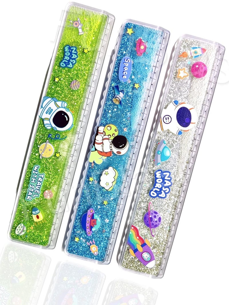 FunBlast Scale Ruler for Kids, Space Theme Scale for Kids, Glitter Scales Ruler Set for Students, Stationary Gifts for Kid, Return Gifts, Stationary Items for Kid (Pack of 3 Pcs) - Image 5