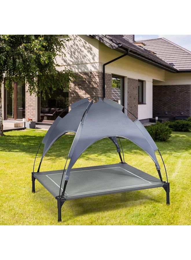 Giantex Elevated Dog Bed with Removable Canopy, Portable Raised Pet Cot Cooling Dog Bed for Camping Beach Lawn, Keep Dogs Cats Cool in Summer, Breathable Fabric Steel Frame, Easy Assembly - Image 2
