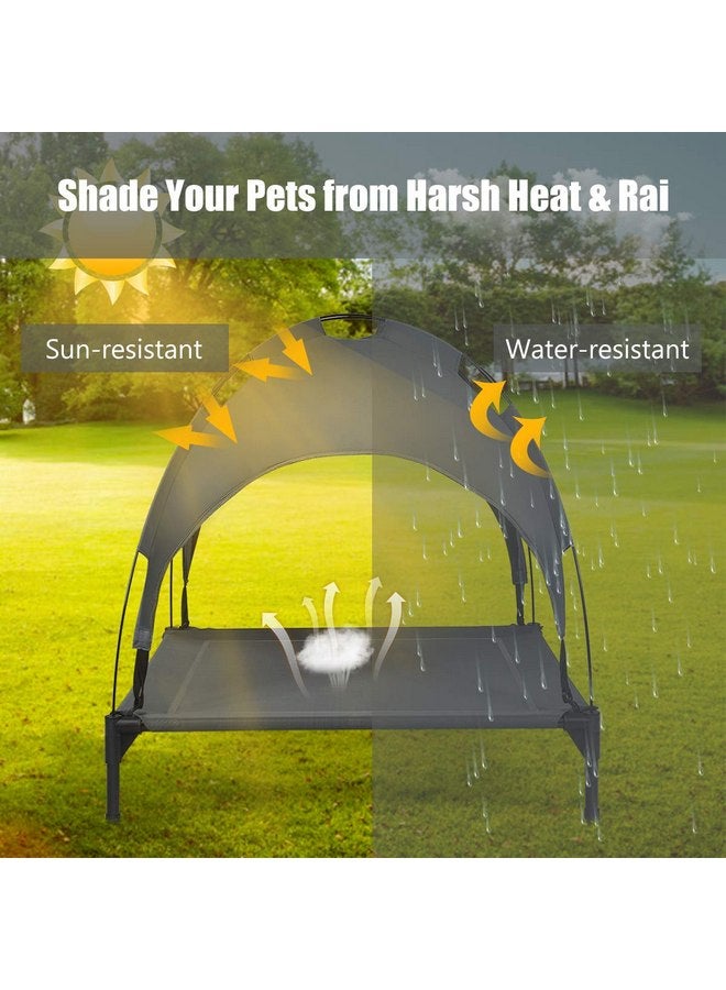 Giantex Elevated Dog Bed with Removable Canopy, Portable Raised Pet Cot Cooling Dog Bed for Camping Beach Lawn, Keep Dogs Cats Cool in Summer, Breathable Fabric Steel Frame, Easy Assembly - Image 4