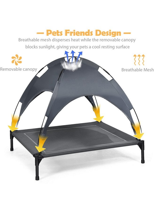 Giantex Elevated Dog Bed with Removable Canopy, Portable Raised Pet Cot Cooling Dog Bed for Camping Beach Lawn, Keep Dogs Cats Cool in Summer, Breathable Fabric Steel Frame, Easy Assembly - Image 5