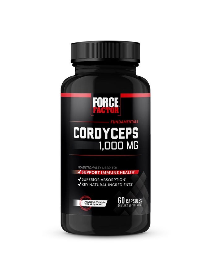 Force Factor FORCE FACTOR Cordyceps Capsules with 1000mg of Cordyceps Sinensis Mushroom Extract, Traditionally Used to Improve Vitality, with BioPerine for Quick Absorption, Key Natural Ingredients, 60 Capsules  - Image 1