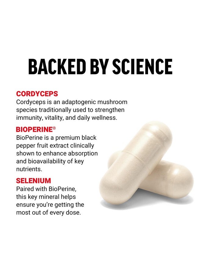 Force Factor FORCE FACTOR Cordyceps Capsules with 1000mg of Cordyceps Sinensis Mushroom Extract, Traditionally Used to Improve Vitality, with BioPerine for Quick Absorption, Key Natural Ingredients, 60 Capsules  - Image 3