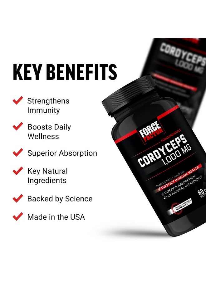 Force Factor FORCE FACTOR Cordyceps Capsules with 1000mg of Cordyceps Sinensis Mushroom Extract, Traditionally Used to Improve Vitality, with BioPerine for Quick Absorption, Key Natural Ingredients, 60 Capsules  - Image 2