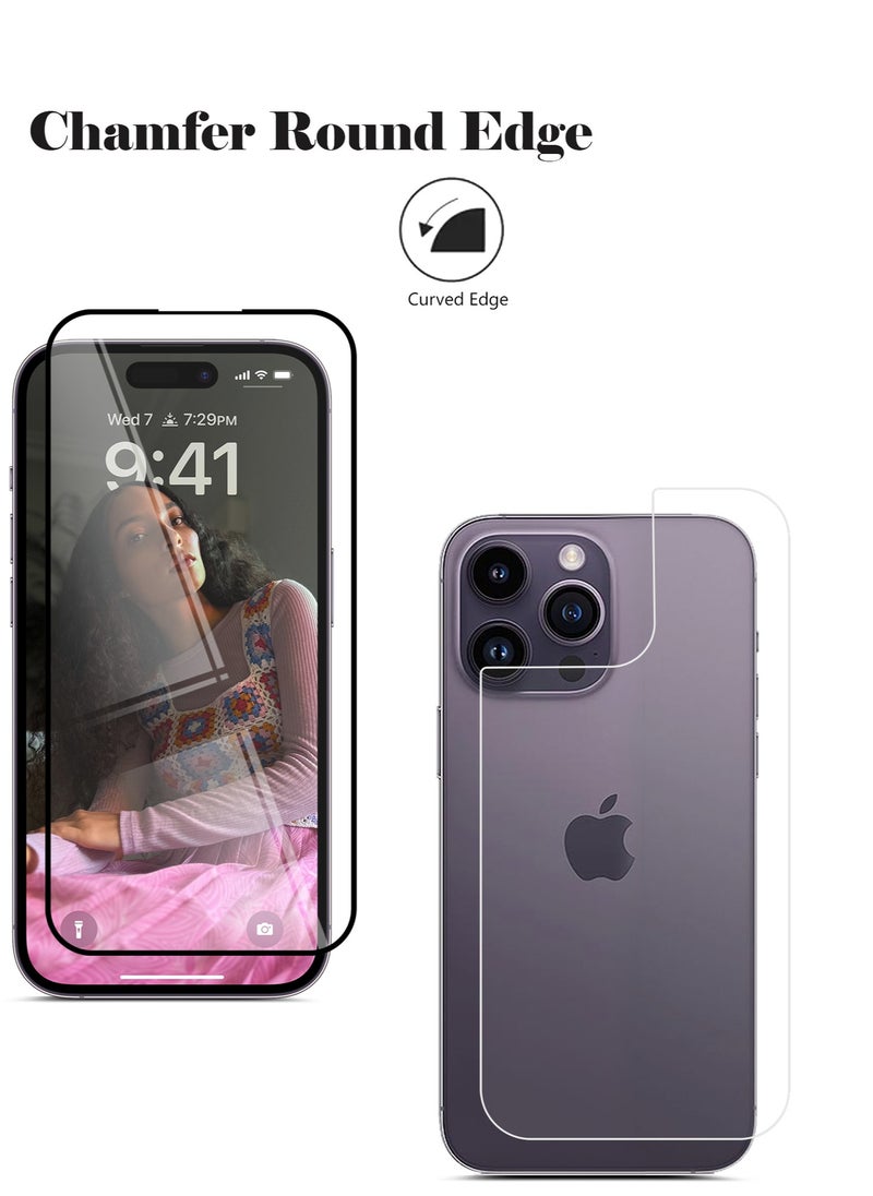 X-HANZ - واقي شاشة زجاجي مقوى 2 في 1 من X-Hanz لهاتف Apple iPhone 14 Pro Max - حماية أمامية وخلفية مضادة للكهرباء الساكنة بسمك 0.3 مم وتركيب خالٍ من الفقاعات - Image 1