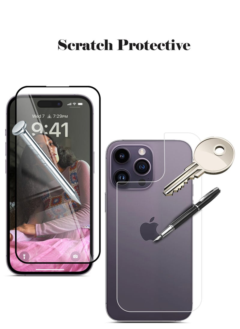 X-HANZ - واقي شاشة زجاجي مقوى 2 في 1 من X-Hanz لهاتف Apple iPhone 14 Pro Max - حماية أمامية وخلفية مضادة للكهرباء الساكنة بسمك 0.3 مم وتركيب خالٍ من الفقاعات - Image 1