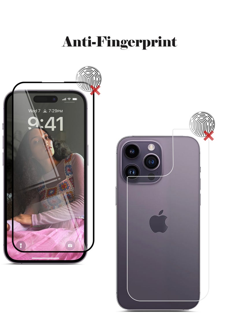 X-HANZ - واقي شاشة زجاجي مقوى 2 في 1 من X-Hanz لهاتف Apple iPhone 14 Pro Max - حماية أمامية وخلفية مضادة للكهرباء الساكنة بسمك 0.3 مم وتركيب خالٍ من الفقاعات - Image 1