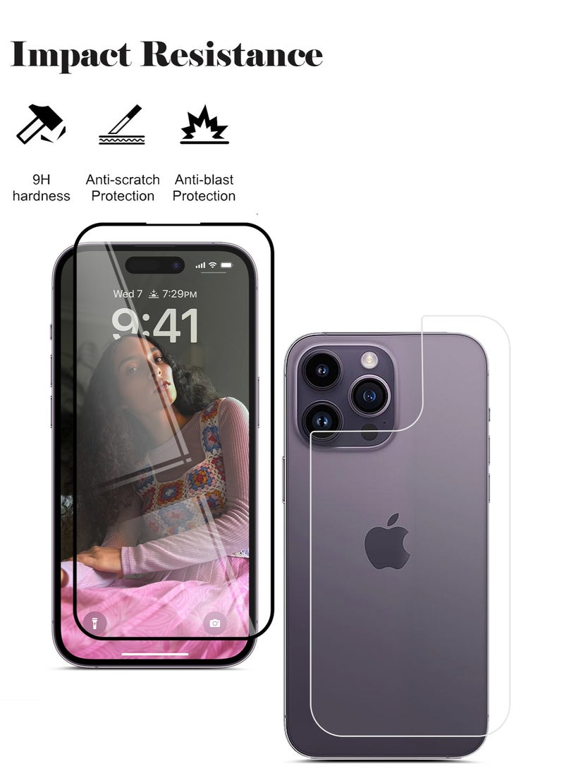 X-HANZ - واقي شاشة زجاجي مقوى 2 في 1 من X-Hanz لهاتف Apple iPhone 14 Pro Max - حماية أمامية وخلفية مضادة للكهرباء الساكنة بسمك 0.3 مم وتركيب خالٍ من الفقاعات - Image 1