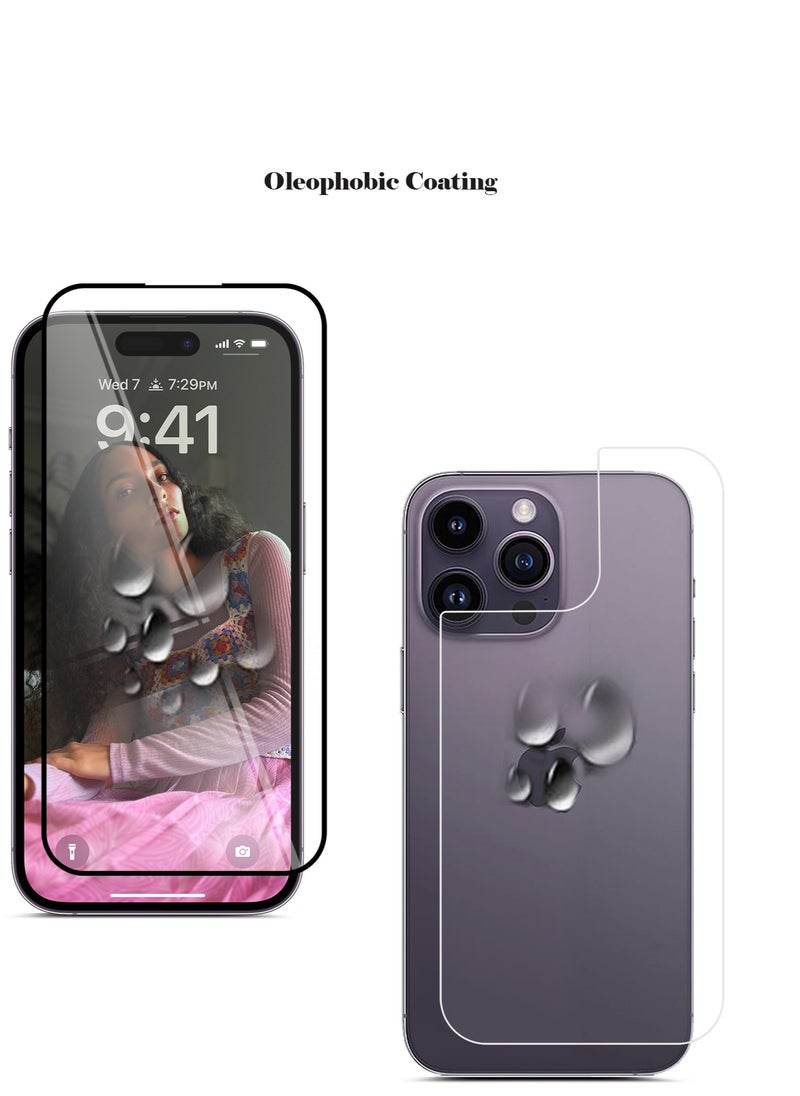 X-HANZ - واقي شاشة زجاجي مقوى 2 في 1 من X-Hanz لهاتف Apple iPhone 14 Pro Max - حماية أمامية وخلفية مضادة للكهرباء الساكنة بسمك 0.3 مم وتركيب خالٍ من الفقاعات - Image 1